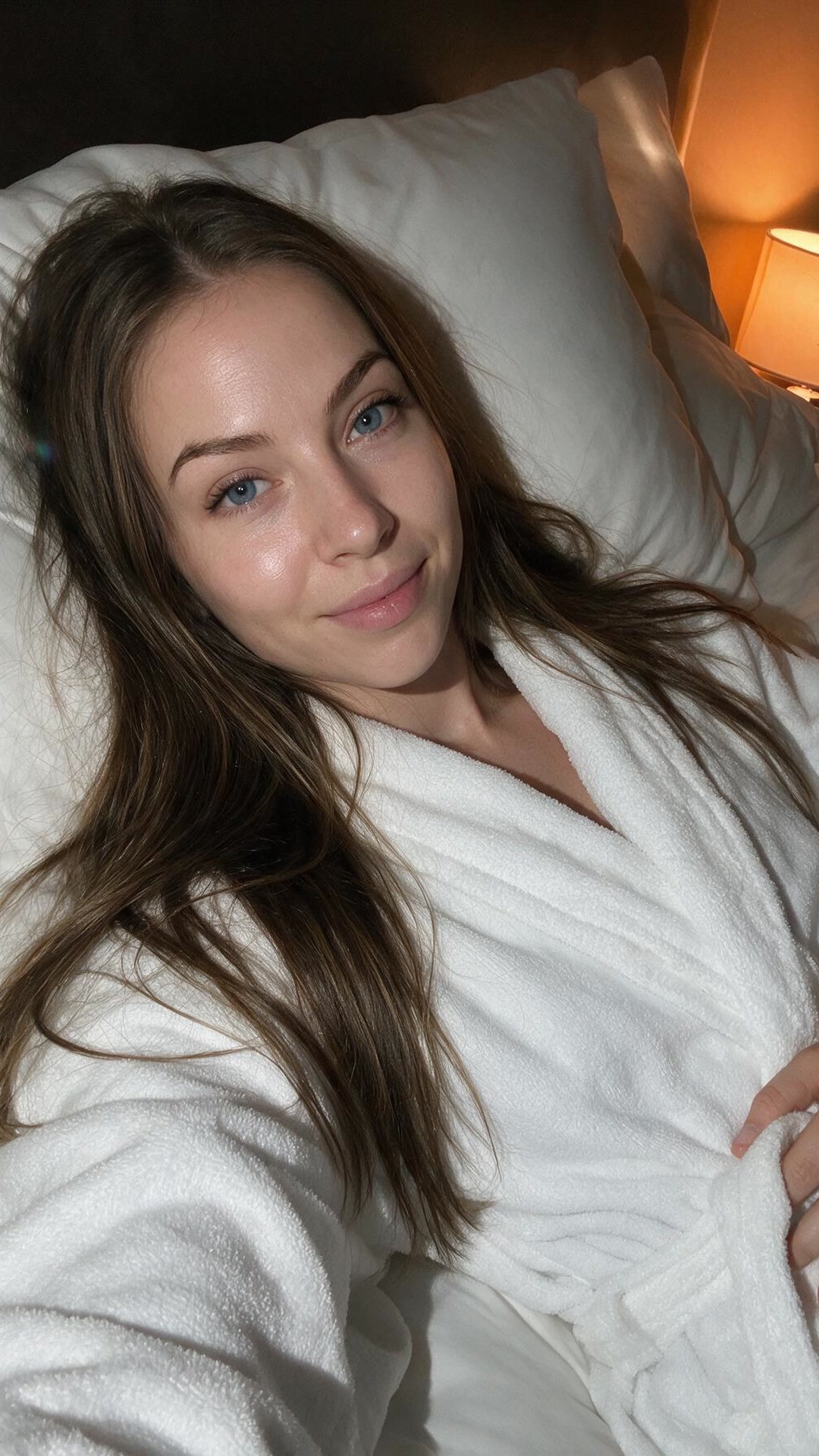 Amina — Robe on, lamp on, absolutely nowhere to be for six hours.