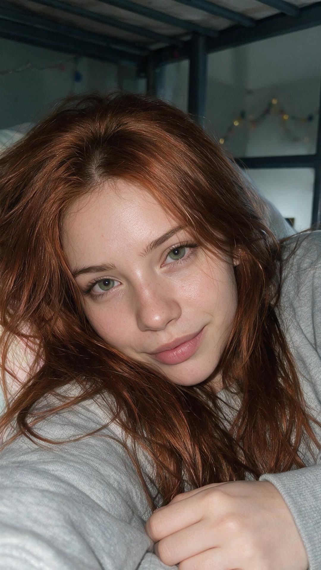 Elena — lofted bed, fairy lights, zero plans to get up yet