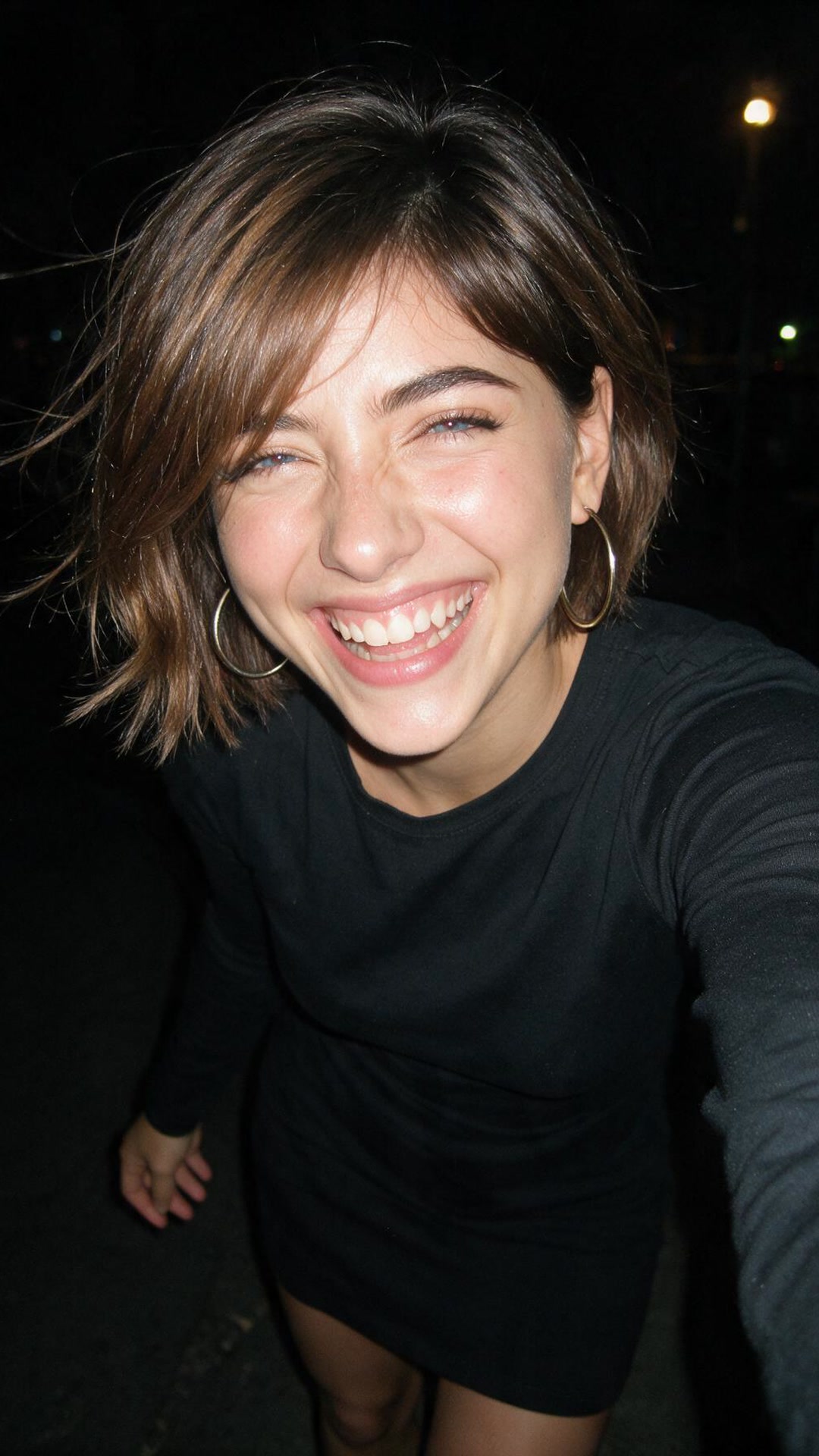 Sofia — laughing at nothing, wind doing all the work